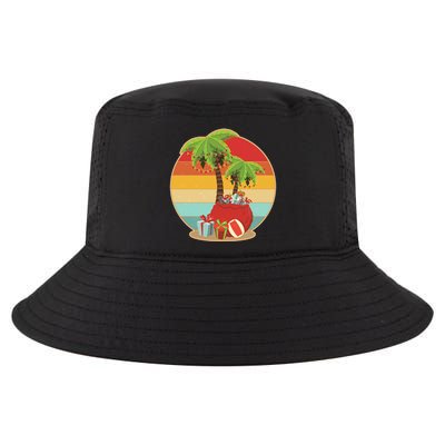 Vintage Christmas Palm Tree and Presents Christmas In July Cool Comfort Performance Bucket Hat