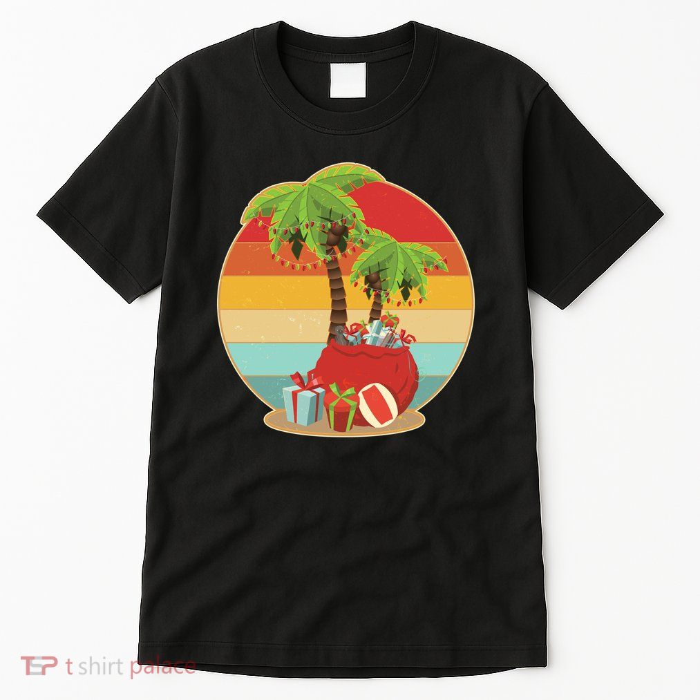 Vintage Christmas Palm Tree and Presents Christmas In July Tall T-Shirt
