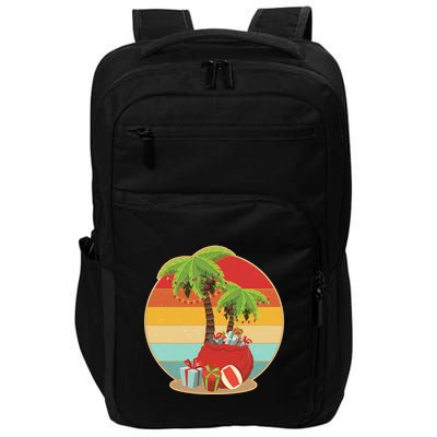 Vintage Christmas Palm Tree and Presents Christmas In July Impact Tech Backpack