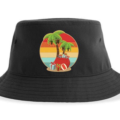 Vintage Christmas Palm Tree and Presents Christmas In July Sustainable Bucket Hat