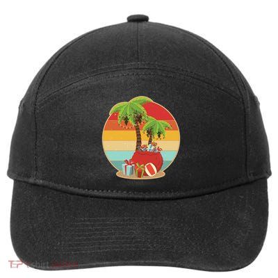 Vintage Christmas Palm Tree and Presents Christmas In July 7-Panel Snapback Hat