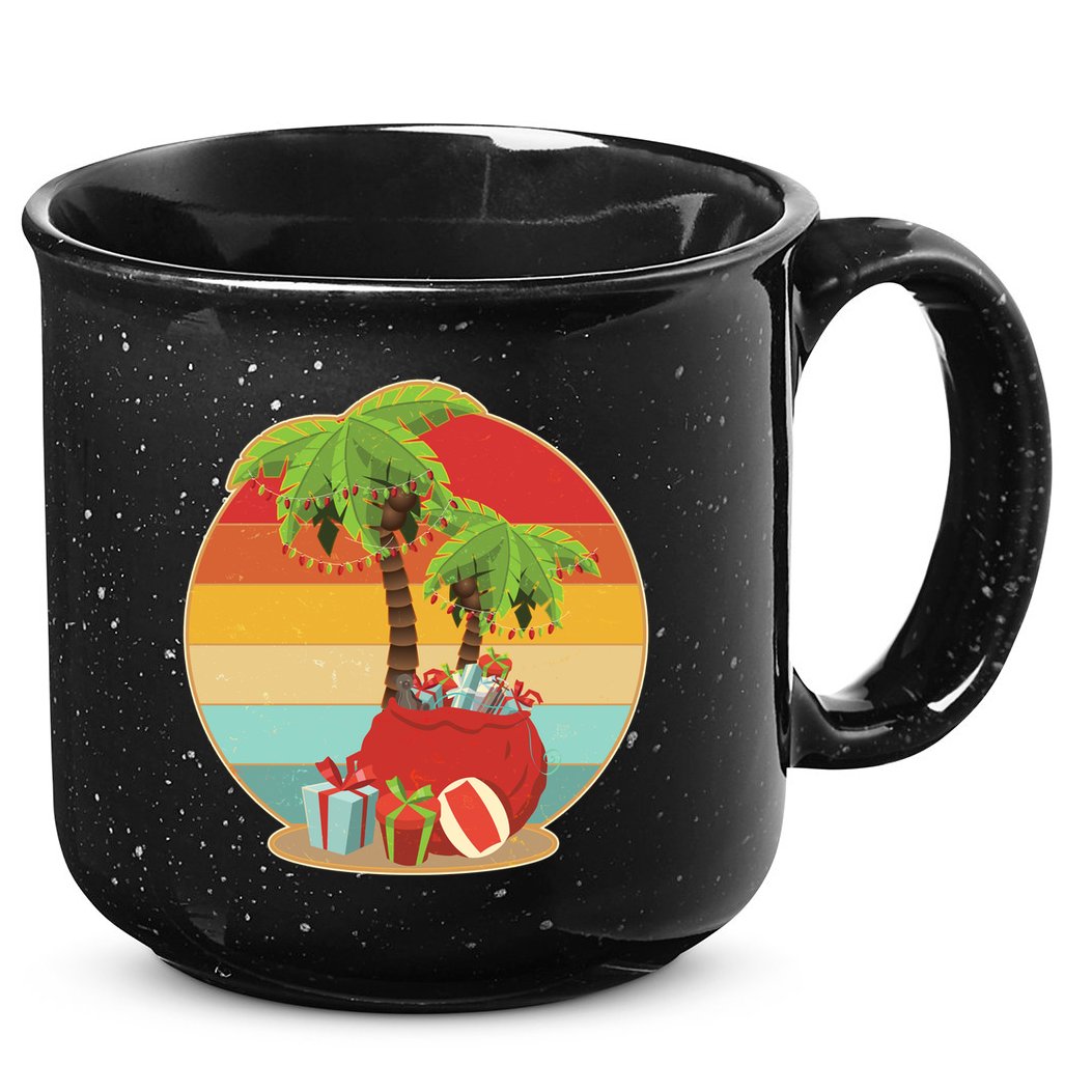 Vintage Christmas Palm Tree and Presents Christmas In July 15oz Campfire Ceramic Mug