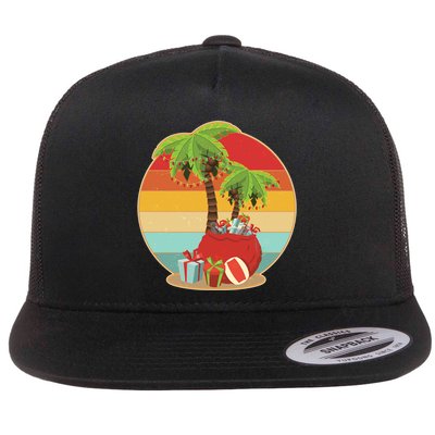 Vintage Christmas Palm Tree and Presents Christmas In July Flatbill Hat