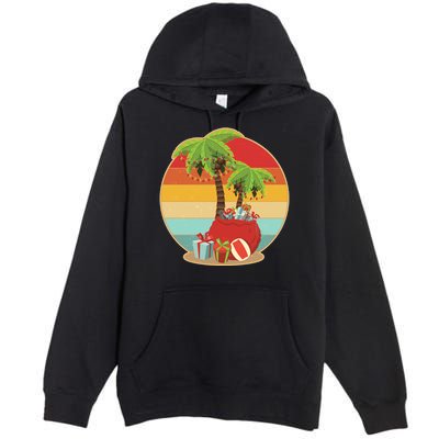 Vintage Christmas Palm Tree and Presents Christmas In July Premium Pullover Hoodie