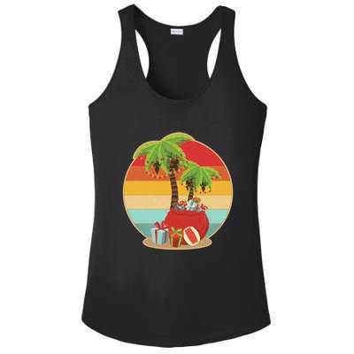 Vintage Christmas Palm Tree and Presents Christmas In July Ladies PosiCharge Competitor Racerback Tank