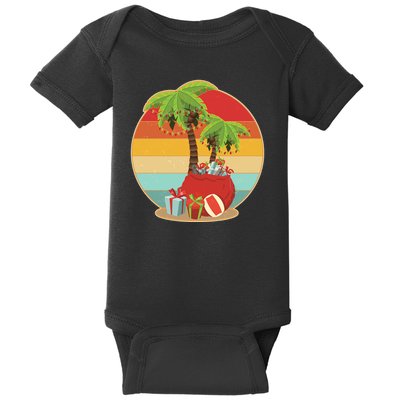Vintage Christmas Palm Tree and Presents Christmas In July Baby Bodysuit