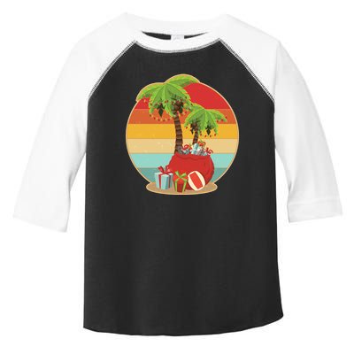 Vintage Christmas Palm Tree and Presents Christmas In July Toddler Fine Jersey T-Shirt