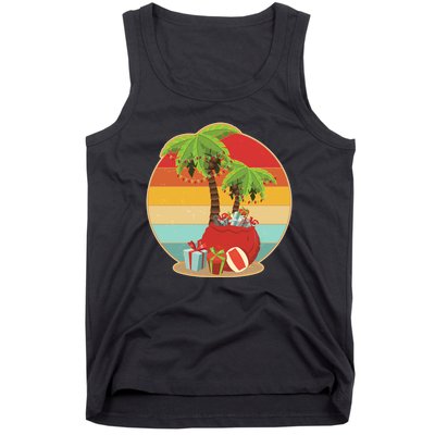 Vintage Christmas Palm Tree and Presents Christmas In July Tank Top