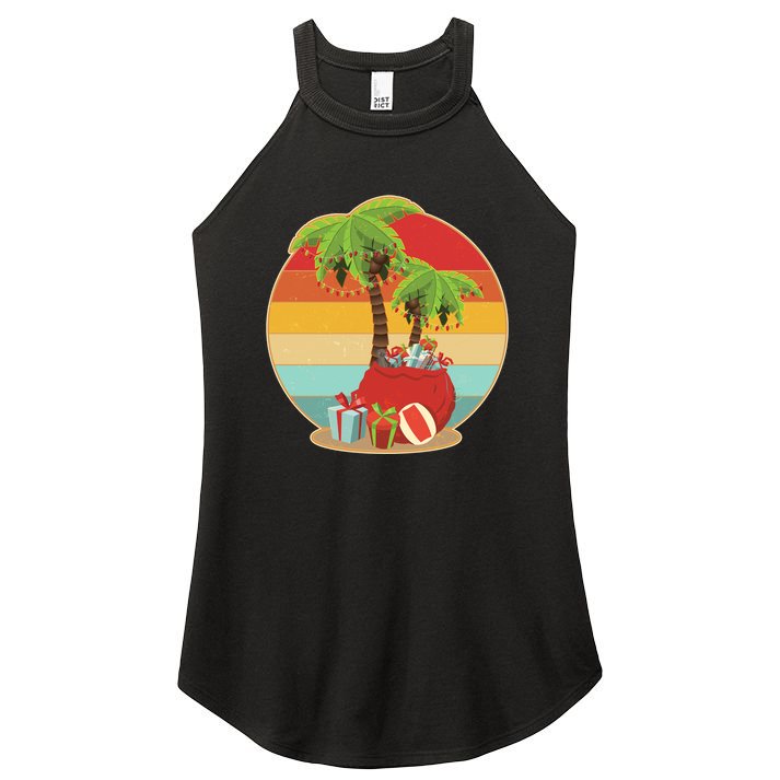 Vintage Christmas Palm Tree and Presents Christmas In July Women's Perfect Tri Rocker Tank