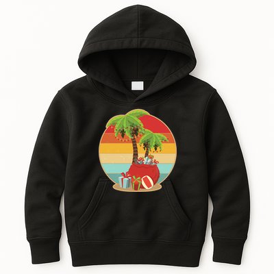 Vintage Christmas Palm Tree and Presents Christmas In July Kids Hoodie