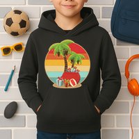 Vintage Christmas Palm Tree and Presents Christmas In July Kids Hoodie