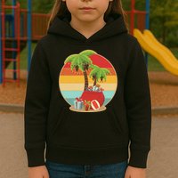 Vintage Christmas Palm Tree and Presents Christmas In July Kids Hoodie