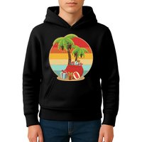 Vintage Christmas Palm Tree and Presents Christmas In July Kids Hoodie