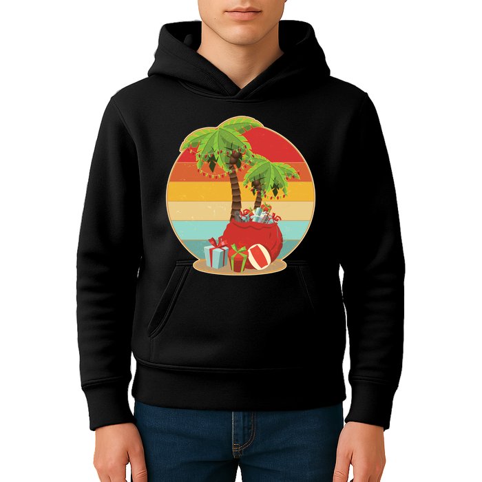 Vintage Christmas Palm Tree and Presents Christmas In July Kids Hoodie
