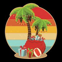 Vintage Christmas Palm Tree and Presents Christmas In July Kids Hoodie