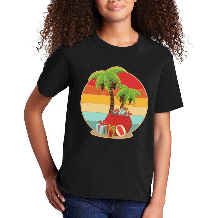 Vintage Christmas Palm Tree and Presents Christmas In July Kids T-Shirt