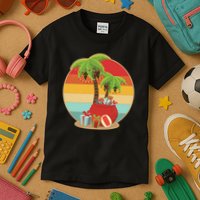 Vintage Christmas Palm Tree and Presents Christmas In July Kids T-Shirt