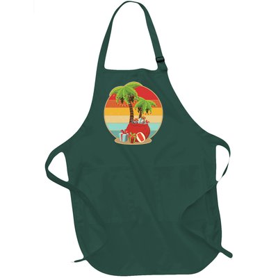 Vintage Christmas Palm Tree and Presents Christmas In July Full-Length Apron With Pockets