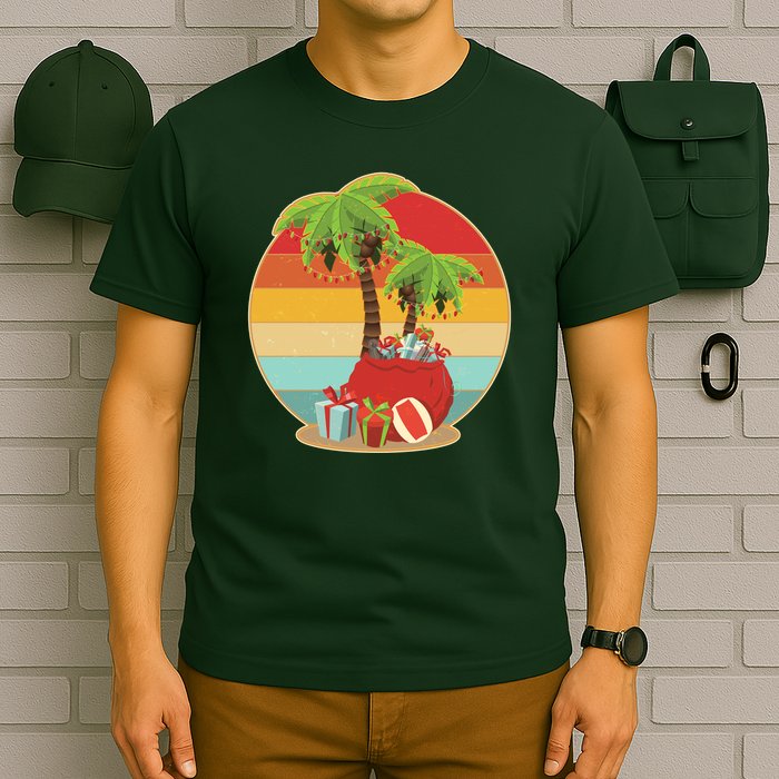 Vintage Christmas Palm Tree and Presents Christmas In July T-Shirt