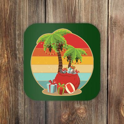 Vintage Christmas Palm Tree and Presents Christmas In July Coaster