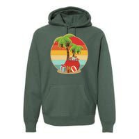 Vintage Christmas Palm Tree and Presents Christmas In July Premium Hoodie