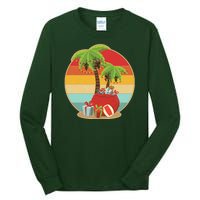 Vintage Christmas Palm Tree and Presents Christmas In July Tall Long Sleeve T-Shirt