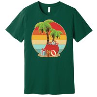 Vintage Christmas Palm Tree and Presents Christmas In July Premium T-Shirt