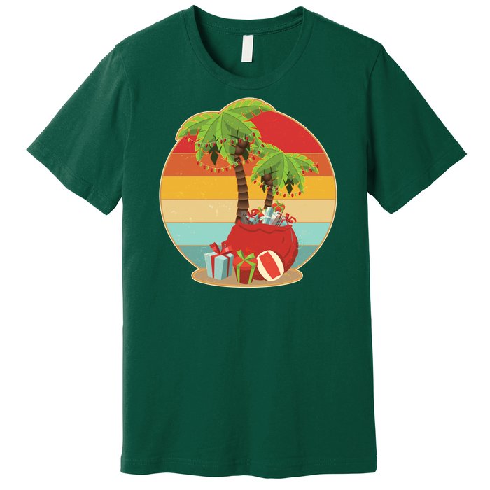 Vintage Christmas Palm Tree and Presents Christmas In July Premium T-Shirt