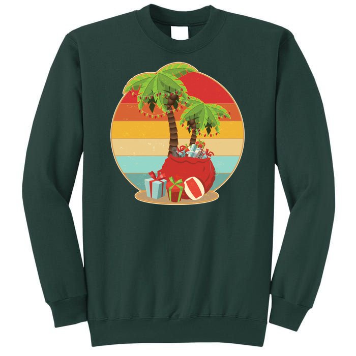 Vintage Christmas Palm Tree and Presents Christmas In July Tall Sweatshirt