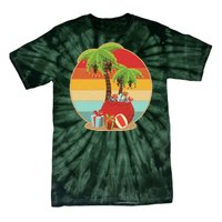 Vintage Christmas Palm Tree and Presents Christmas In July Tie-Dye T-Shirt