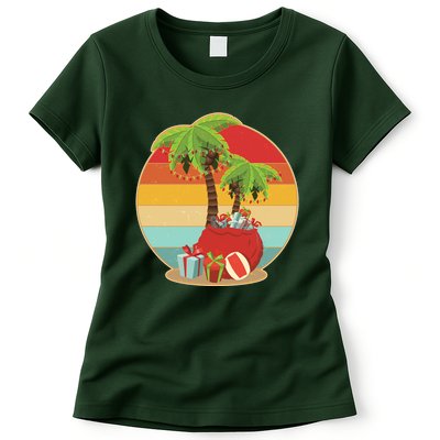 Vintage Christmas Palm Tree and Presents Christmas In July Womens T-Shirt