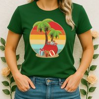 Vintage Christmas Palm Tree and Presents Christmas In July Womens T-Shirt