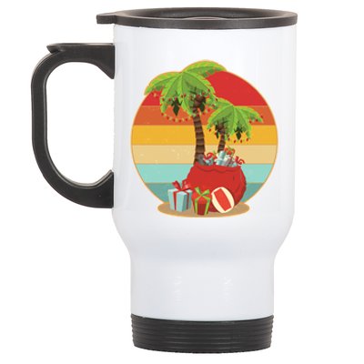 Vintage Christmas Palm Tree and Presents Christmas In July Stainless Steel Travel Mug