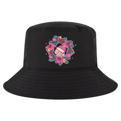 Vintage Christmas Poodle Pinecone Holly Wreath  Cool Comfort Performance Bucket Hat