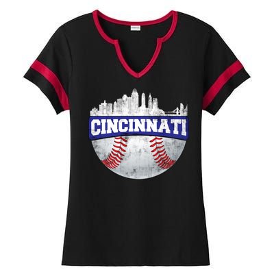 Vintage Cincinnati Ohio Baseball City Ladies Halftime Notch Neck Tee