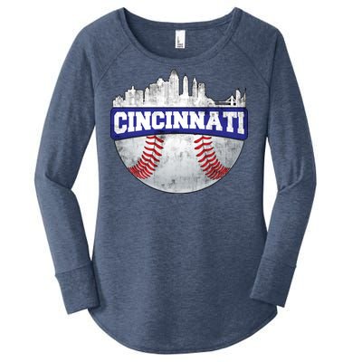 Vintage Cincinnati Ohio Baseball City Women's Perfect Tri Tunic Long Sleeve Shirt