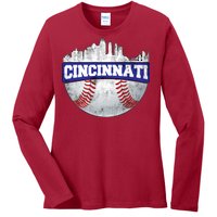 Vintage Cincinnati Ohio Baseball City Ladies Long Sleeve Shirt