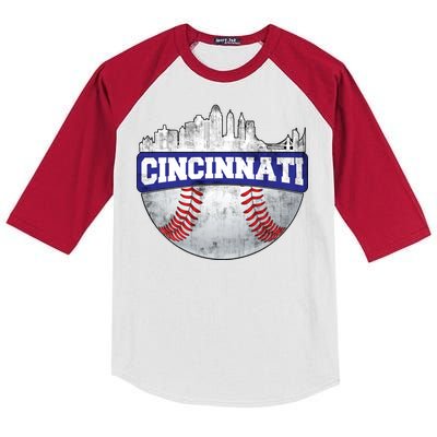 Vintage Cincinnati Ohio Baseball City Kids Colorblock Raglan Jersey