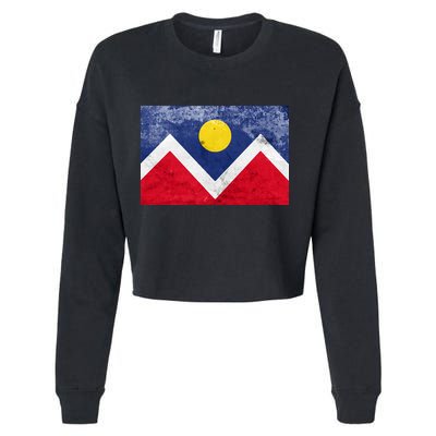 Vintage City Of Denver Colorado Flag Cropped Pullover Crew