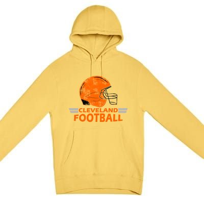 Vintage Cleveland Football Helmet Premium Pullover Hoodie