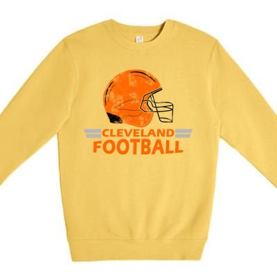 Vintage Cleveland Football Helmet Premium Crewneck Sweatshirt