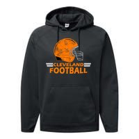 Vintage Cleveland Football Helmet Performance Fleece Hoodie