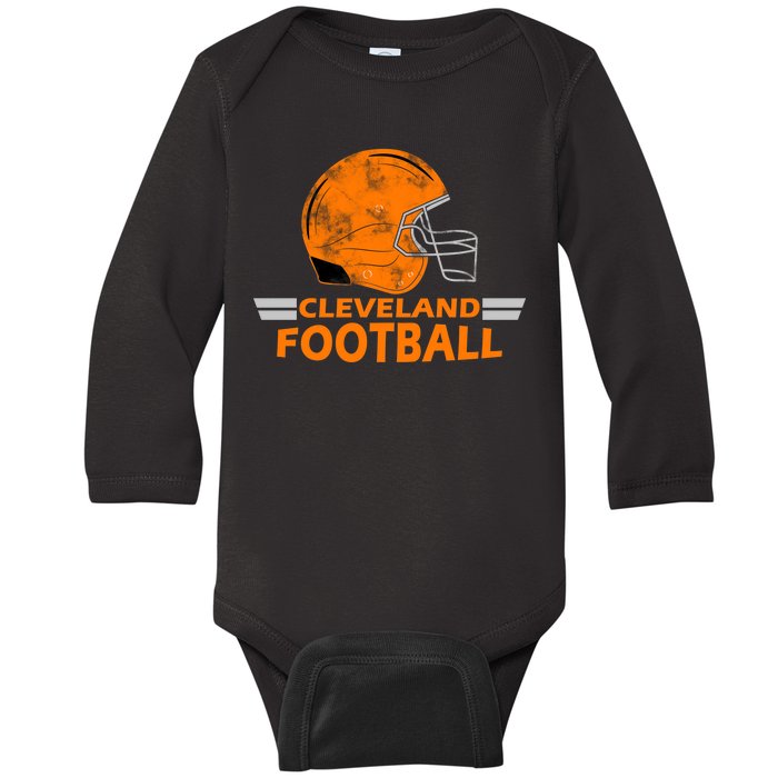 Vintage Cleveland Football Helmet Baby Long Sleeve Bodysuit