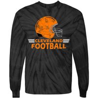 Vintage Cleveland Football Helmet Tie-Dye Long Sleeve Shirt