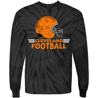 Vintage Cleveland Football Helmet Tie-Dye Long Sleeve Shirt