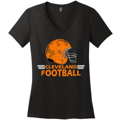 Vintage Cleveland Football Helmet Women's V-Neck T-Shirt