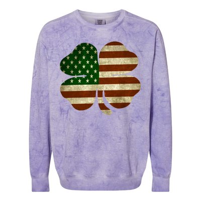 Vintage Clover Irish American Flag Colorblast Crewneck Sweatshirt