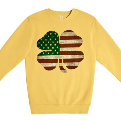 Vintage Clover Irish American Flag Premium Crewneck Sweatshirt