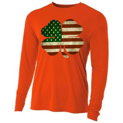 Vintage Clover Irish American Flag Cooling Performance Long Sleeve Crew