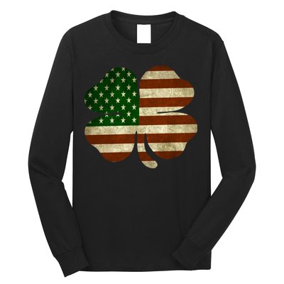 Vintage Clover Irish American Flag Long Sleeve Shirt